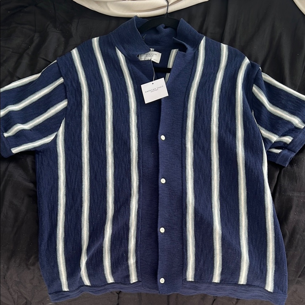 Navy Striped Men's Shirt